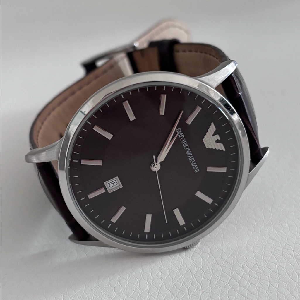 Emporio Armani Dark Brown Leather Watch